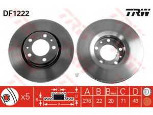 TRW DF1222 stabdžių diskas 
 Dviratė transporto priemonės -> Stabdžių sistema -> Stabdžių diskai / priedai
4249C2, 95637322, 95661812, 42460000000