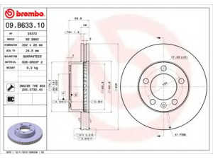 BREMBO 09.B633.10 stabdžių diskas 
 Dviratė transporto priemonės -> Stabdžių sistema -> Stabdžių diskai / priedai
4020600Q0G, 4419359, 8200688880
