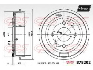 MAXTECH 878202.0000 stabdžių būgnas 
 Stabdžių sistema -> Būgninis stabdys -> Stabdžių būgnas
46819776, 51863510, 51900803, 7599325