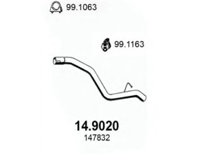 ASSO 14.9020 išleidimo kolektorius 
 Išmetimo sistema -> Išmetimo vamzdžiai
1368325, 1424372, 1478932