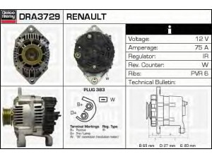 DELCO REMY DRA3729 kintamosios srovės generatorius 
 Elektros įranga -> Kint. sr. generatorius/dalys -> Kintamosios srovės generatorius
7700107124, 7700424596, 7700436623