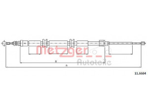 METZGER 11.6684 trosas, stovėjimo stabdys 
 Stabdžių sistema -> Valdymo svirtys/trosai
8200 526 870