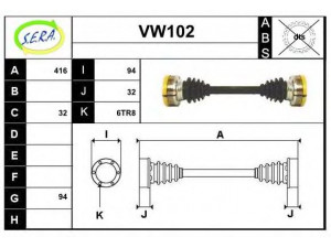 SERA VW102 kardaninis velenas 
 Ratų pavara -> Kardaninis velenas
113501201D