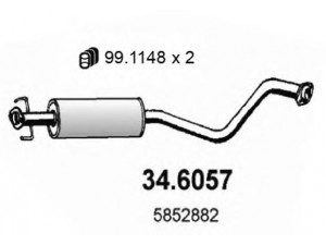 ASSO 34.6057 vidurinis duslintuvas 
 Išmetimo sistema -> Duslintuvas
24422463, 5852339, 5852882, 852397