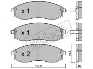 fri.tech. 315.1 stabdžių trinkelių rinkinys, diskinis stabdys 
 Techninės priežiūros dalys -> Papildomas remontas
527550, MN102617, MR527550
