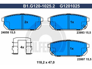 GALFER B1.G120-1025.2 stabdžių trinkelių rinkinys, diskinis stabdys 
 Techninės priežiūros dalys -> Papildomas remontas
58302-3ED00, 58302-3ED01, 58302-3EE00