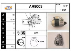 SNRA AR9003 starteris 
 Elektros įranga -> Starterio sistema -> Starteris
60851525