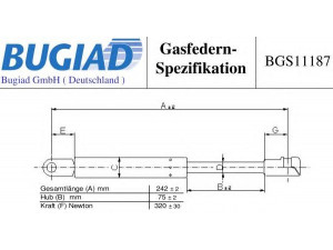 BUGIAD BGS11187 dujinė spyruoklė, bagažinė 
 Priedai -> Bagažinė/pakrovimo skyrius
129 980 06 64