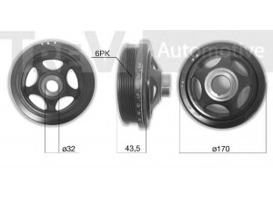 TREVI AUTOMOTIVE PC1265 skriemulys, alkūninis velenas 
 Diržinė pavara -> Dirželio skriemulys
2710300103, 2710300203, A2710300103