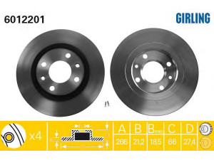 GIRLING 6012201 stabdžių diskas 
 Stabdžių sistema -> Diskinis stabdys -> Stabdžių diskas
169002, 4246R5, 4246W6, 95632048
