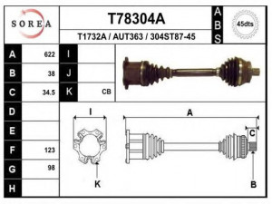 EAI T78304A kardaninis velenas 
 Ratų pavara -> Kardaninis velenas
4Z7407272D, 4Z7407452X