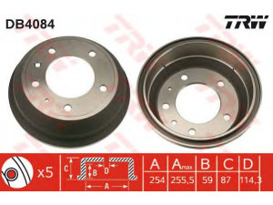 TRW DB4084 stabdžių būgnas 
 Stabdžių sistema -> Būgninis stabdys -> Stabdžių būgnas
591039, 571039, 591024, 591039
