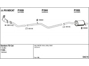 FENNO DAC15 išmetimo sistema 
 Išmetimo sistema -> Išmetimo sistema, visa