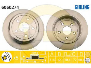 GIRLING 6060274 stabdžių diskas 
 Dviratė transporto priemonės -> Stabdžių sistema -> Stabdžių diskai / priedai
4779208AB, 4779208AD, 4779208AE