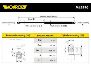 MONROE ML5596 dujinė spyruoklė, gaubtas 
 Kėbulas -> Dujinės spyruoklės
11811906286, 51231906286