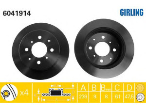 GIRLING 6041914 stabdžių diskas 
 Dviratė transporto priemonės -> Stabdžių sistema -> Stabdžių diskai / priedai
42510SELT50, 42510SR3000, 42510SR3A10