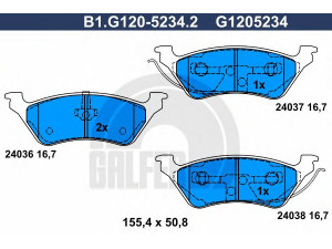 GALFER B1.G120-5234.2 stabdžių trinkelių rinkinys, diskinis stabdys 
 Techninės priežiūros dalys -> Papildomas remontas
0 5071 948AA, 5071 948AA, 0 5019 805AA