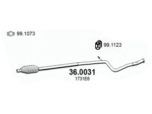 ASSO 36.0031 katalizatoriaus keitiklis 
 Išmetimo sistema -> Katalizatoriaus keitiklis
170627, 170628, 1731E4, 1731E5