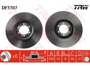 TRW DF1707 stabdžių diskas 
 Stabdžių sistema -> Diskinis stabdys -> Stabdžių diskas
0060526121, 0060701786, 116502621500
