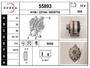 EAI 55893 kintamosios srovės generatorius 
 Elektros įranga -> Kint. sr. generatorius/dalys -> Kintamosios srovės generatorius
7700721797, 7701499230, 7701499249