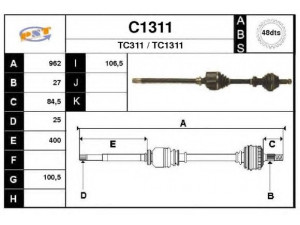 SNRA C1311 kardaninis velenas