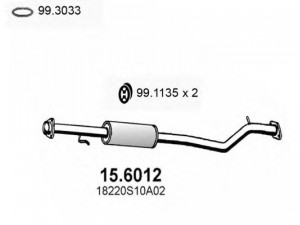 ASSO 15.6012 vidurinis duslintuvas 
 Išmetimo sistema -> Duslintuvas
18220S10A01, 18220S10A02, 18220S10A03