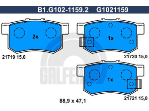 GALFER B1.G102-1159.2 stabdžių trinkelių rinkinys, diskinis stabdys 
 Techninės priežiūros dalys -> Papildomas remontas
71750931, 43022-S2A-000, 43022-S2A-E50