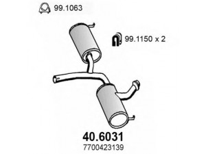 ASSO 40.6031 vidurinis duslintuvas 
 Išmetimo sistema -> Duslintuvas
7700423138, 7700423139, 7700830558