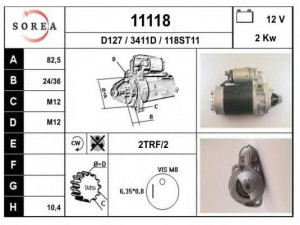 EAI 11118 starteris 
 Elektros įranga -> Starterio sistema -> Starteris
069911023A, 069911023AX, 1257938