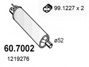 ASSO 60.7002 galinis duslintuvas 
 Išmetimo sistema -> Duslintuvas
1219276, 1357065