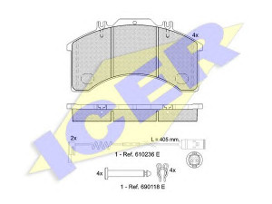 ICER 151042-110 stabdžių trinkelių rinkinys, diskinis stabdys 
 Techninės priežiūros dalys -> Papildomas remontas
190 6170, 485 691 1