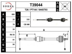 EAI T39044 kardaninis velenas 
 Ratų pavara -> Kardaninis velenas
327379, 327381, 3273L4