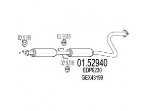 MTS 01.52940 vidurinis duslintuvas 
 Išmetimo sistema -> Duslintuvas
EDP9230, GEX33199, GEX43199