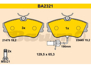 BARUM BA2321 stabdžių trinkelių rinkinys, diskinis stabdys 
 Techninės priežiūros dalys -> Papildomas remontas
7D0 698 151 B, 7D0 698 151 G