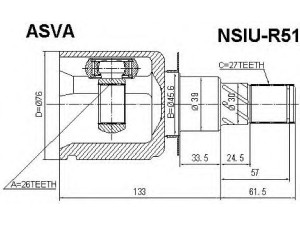 ASVA NSIU-R51 jungčių komplektas, kardaninis velenas 
 Ratų pavara -> Sujungimai/komplektas
39711-EB30A, 39741-7Y028, 39100-EB310