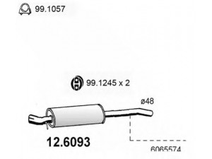 ASSO 12.6093 vidurinis duslintuvas 
 Išmetimo sistema -> Duslintuvas
46842750, 51778698, 60655574, 6065574