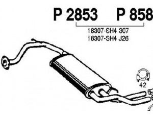 FENNO P2853 galinis duslintuvas 
 Išmetimo sistema -> Duslintuvas
18307-SH3G43, 18307-SH3J44, 18307-SH3J45