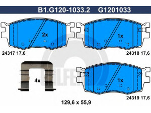 GALFER B1.G120-1033.2 stabdžių trinkelių rinkinys, diskinis stabdys 
 Techninės priežiūros dalys -> Papildomas remontas
58101-1GE00, 58101-1JA10, 58101-1GE00