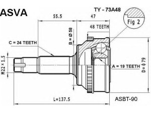 ASVA TY-73A48 jungčių komplektas, kardaninis velenas 
 Ratų pavara -> Sujungimai/komplektas
43410-52110, 43420-52110