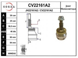 EAI CV22161A2K jungčių komplektas, kardaninis velenas 
 Ratų pavara -> Sujungimai/komplektas