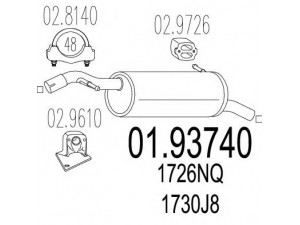 MTS 01.93740 galinis duslintuvas 
 Išmetimo sistema -> Duslintuvas
1726NQ, 1726XQ, 1730J8