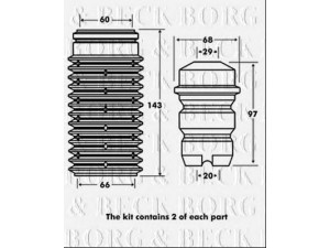 BORG & BECK BPK7032 apsauginio dangtelio komplektas, amortizatorius