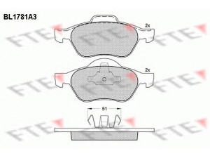 FTE BL1781A3 stabdžių trinkelių rinkinys, diskinis stabdys 
 Techninės priežiūros dalys -> Papildomas remontas
41 06 076 90R, 77 01 206 598, 77 01 208 183