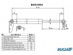 BUGIAD BGS10804 dujinė spyruoklė, bagažinė 
 Priedai -> Bagažinė/pakrovimo skyrius
68960-13080