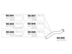 ASSO 585.5047 išleidimo kolektorius 
 Išmetimo sistema -> Išmetimo vamzdžiai
3028913, 3036289