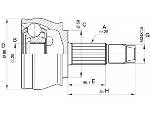 OPEN PARTS CVJ5239.10 jungčių komplektas, kardaninis velenas 
 Ratų pavara -> Sujungimai/komplektas
0046307309, 0046307901, 46307309