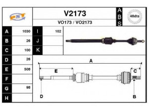 SNRA V2173 kardaninis velenas 
 Ratų pavara -> Kardaninis velenas
8601103, 9122920