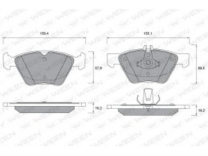 WEEN 151-1300 stabdžių trinkelių rinkinys, diskinis stabdys 
 Techninės priežiūros dalys -> Papildomas remontas
05114555AA, 05139218AA, 5114555AA