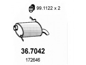 ASSO 36.7042 galinis duslintuvas 
 Išmetimo sistema -> Duslintuvas
172646, 172658
