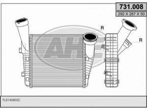 AHE 731.008 tarpinis suslėgto oro aušintuvas, kompresorius 
 Variklis -> Oro tiekimas -> Įkrovos agregatas (turbo/superįkrova) -> Tarpinis suslėgto oro aušintuvas
7L6145803C